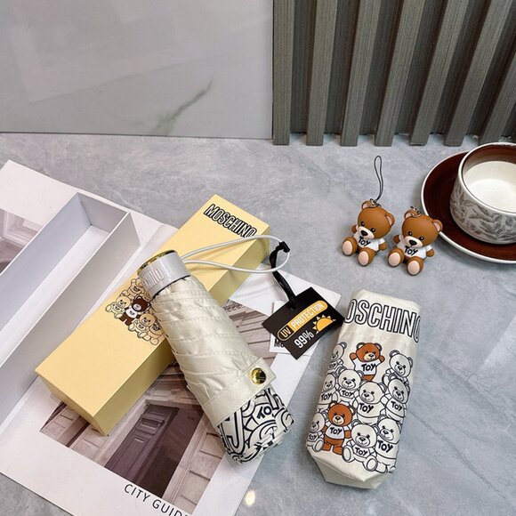 Moschino Cream Teddy Bear Print Folding Umbrella - Picture 7 of 10